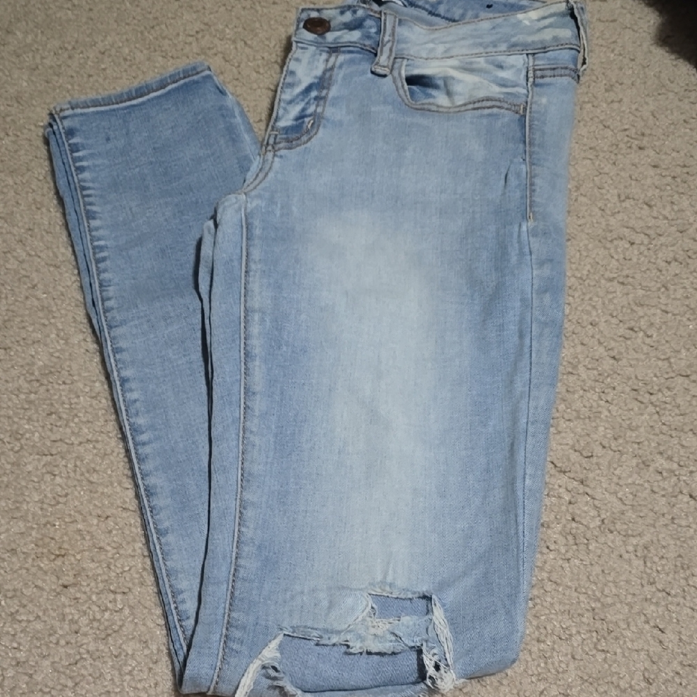 American Eagle Light Blue Distressed Jeggings - Picture 1 of 2